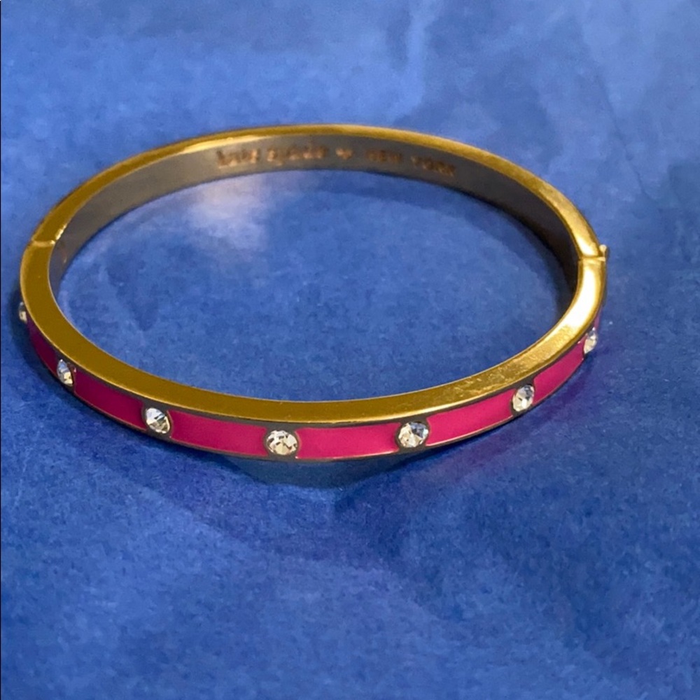 Kate Spade hinged bangle bracelet pink rhinestone